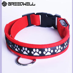 BREEDWELL-POUNDTOWN Puppy LED Collar Leather - Red