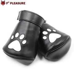 Bondage Fist Mitts PU Leather - Black