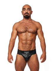 Mister B - Premium Jockstrap Leder Schwarz-Schwarz