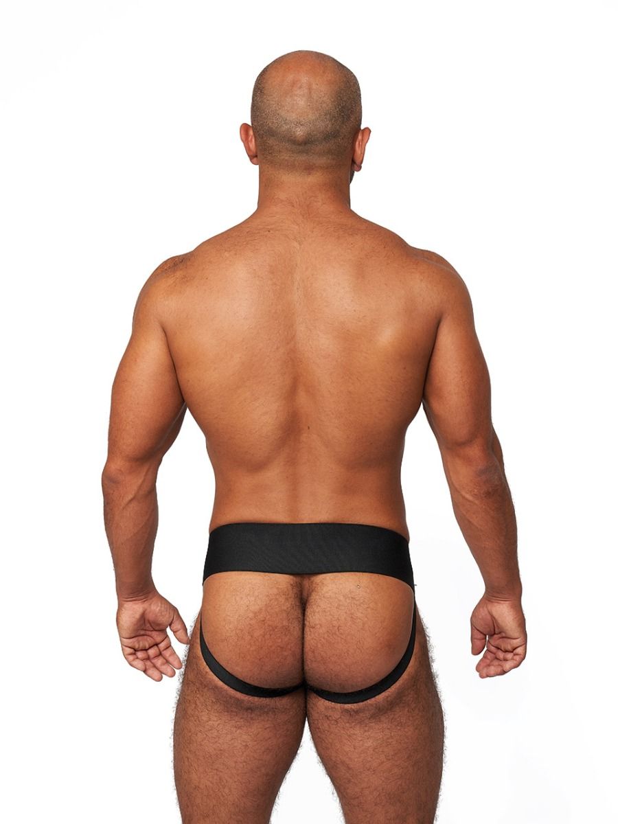 Mister B - Premium Jockstrap Leder Schwarz-Schwarz