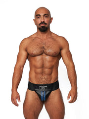 Mister B - Premium Jockstrap Leder Schwarz-Blau