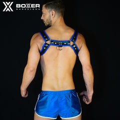 BOXER - De Luxe Shoulder Leather Harness Ring/Hook - Blue