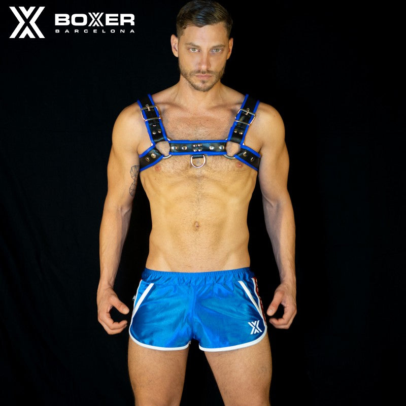 BOXER - De Luxe Shoulder Leather Harness Ring/Hook - Blue