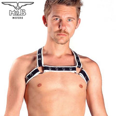 Mister B - X-Back Harness Premium Leder Weiss