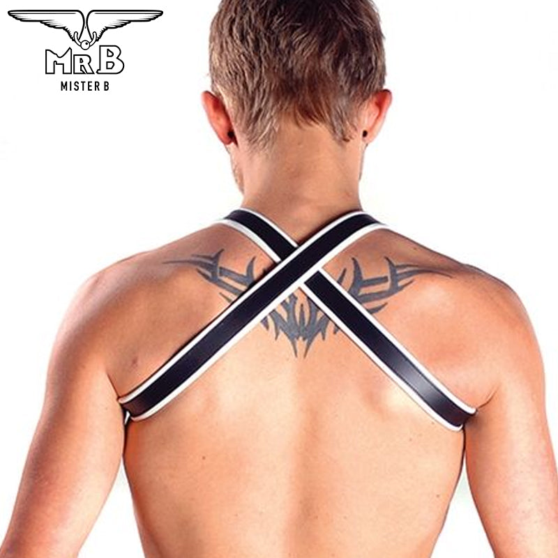 Mister B - X-Back Harness Premium Leder Weiss