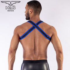 Mister B - Arnés X-Back Neopreno Negro-Azul