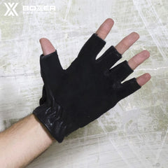 BOXER - Leather Combat Fingerless Gloves