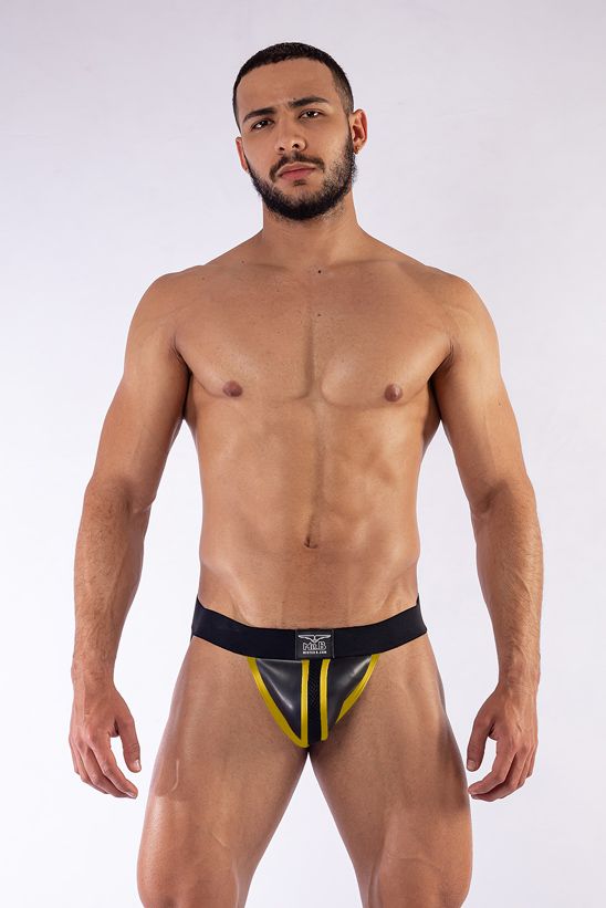 Mister B - Suspensorio Neopreno Negro-Amarillo