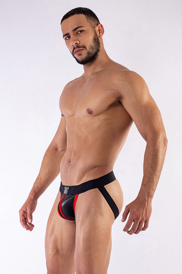 Mister B - Jockstrap Neopren Schwarz-Rot