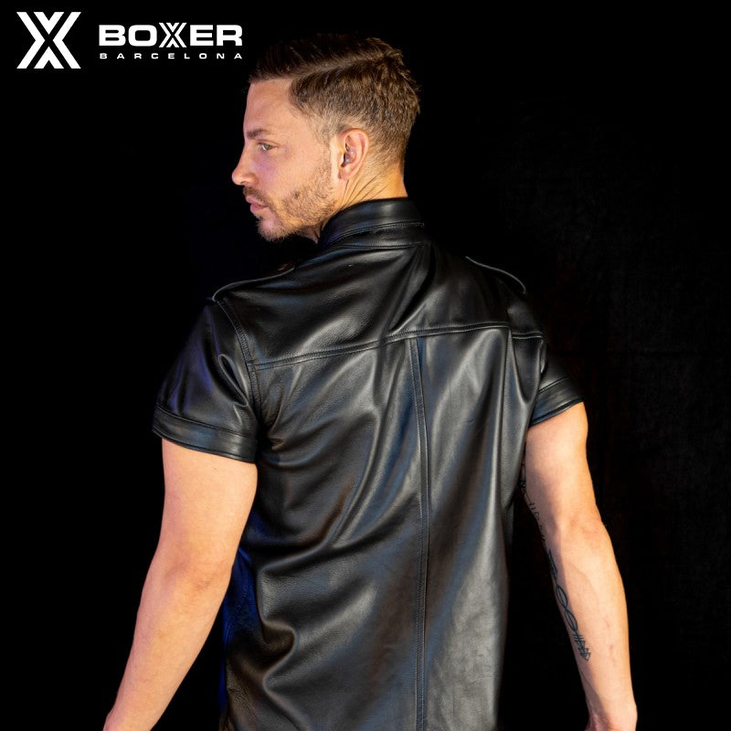 BOXER - De-luxe Leather Uniform Shirt - Black - Lambskin