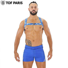 TOF Paris - Fetish Elastic Harness - Blue Camouflage