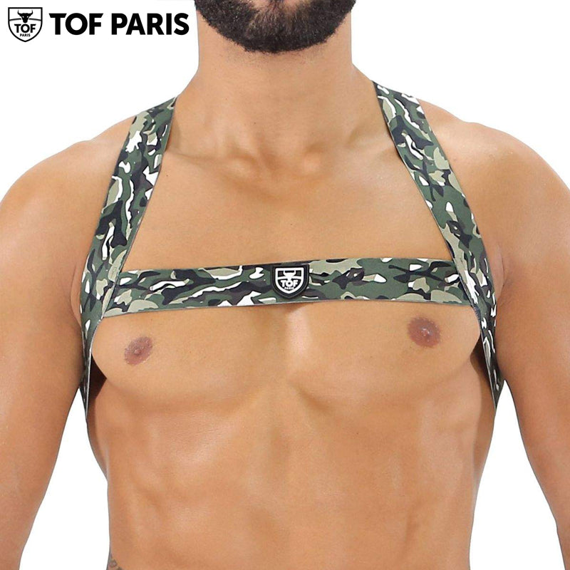 TOF Paris - Fetish Elastic Harness - Khaki Camouflage