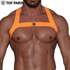 TOF Paris - Fetish Elastic Harness - Neon Orange