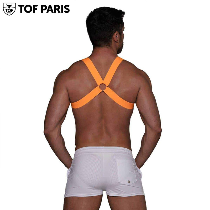 TOF Paris - Fetish Elastic Harness - Neon Orange