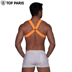 TOF Paris - Fetish Elastic Harness - Neon Orange