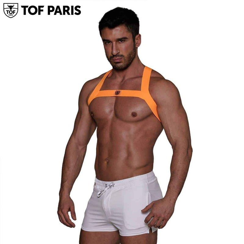 TOF Paris - Fetish Elastic Harness - Neon Orange