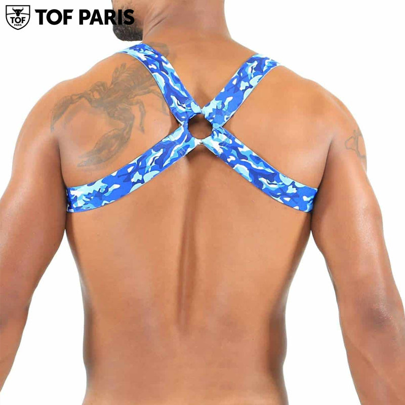 TOF Paris - H/X Fetish Elastic Harness - Blue Camouflage