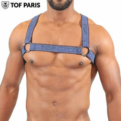 TOF Paris - H/X Fetish Elastic Harness - Blue Jeans