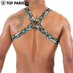 TOF Paris - H/X Fetish Elastic Harness - Khaki Camouflage