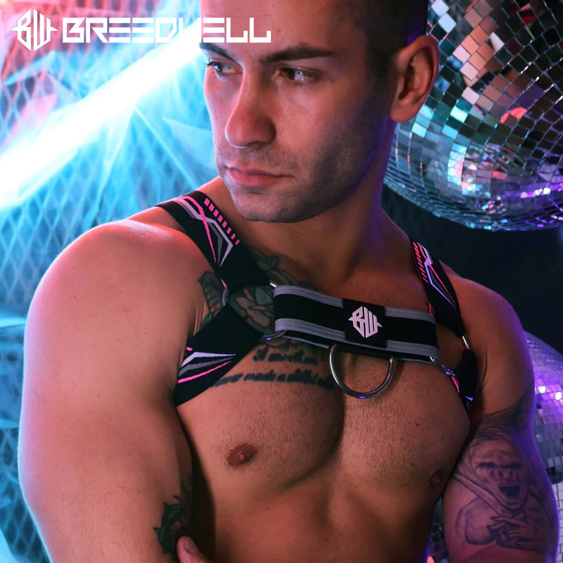 BREEDWELL - CYBER NIGHTS Harness With Removable Center Strap - Neon Pink