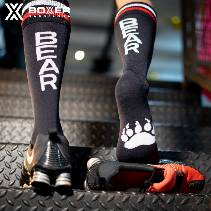 BOXER - Calcetines de fútbol BEAR - Negro/Blanco/Rojo 