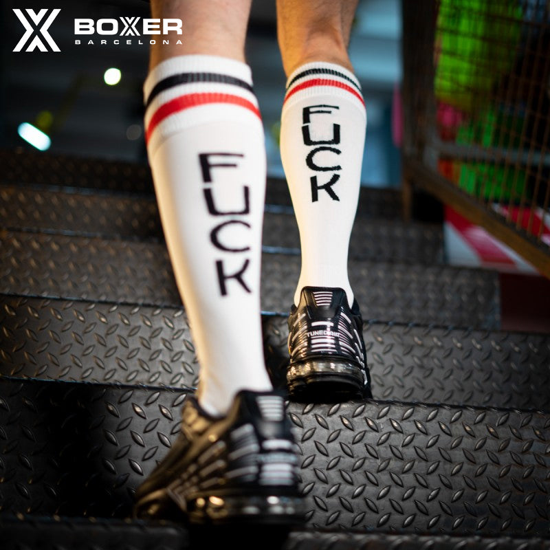 BOXER - Football Socks FUCK - White/Red/Black