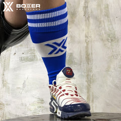 BOXER - Deluxe Boxer Football Socks - Royal/White