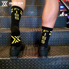 BOXER - Skater Socks PISS - Black/Yellow