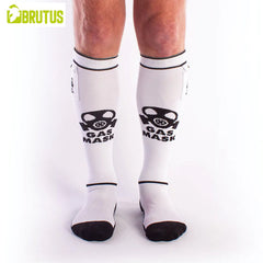 BRUTUS GAS MASK Party Socks w. Pockets White / Black