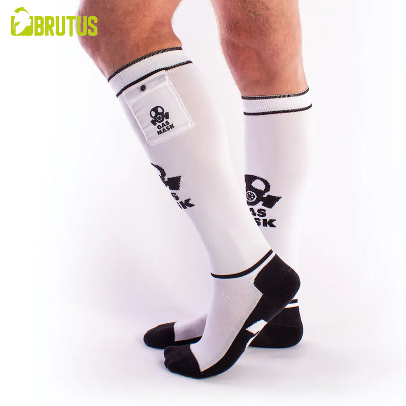 BRUTUS GAS MASK Party Socks w. Pockets White / Black