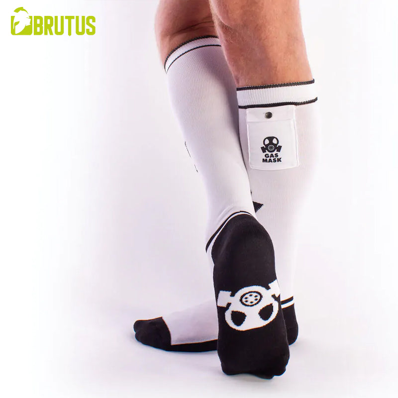 BRUTUS GAS MASK Party Socks w. Pockets White / Black