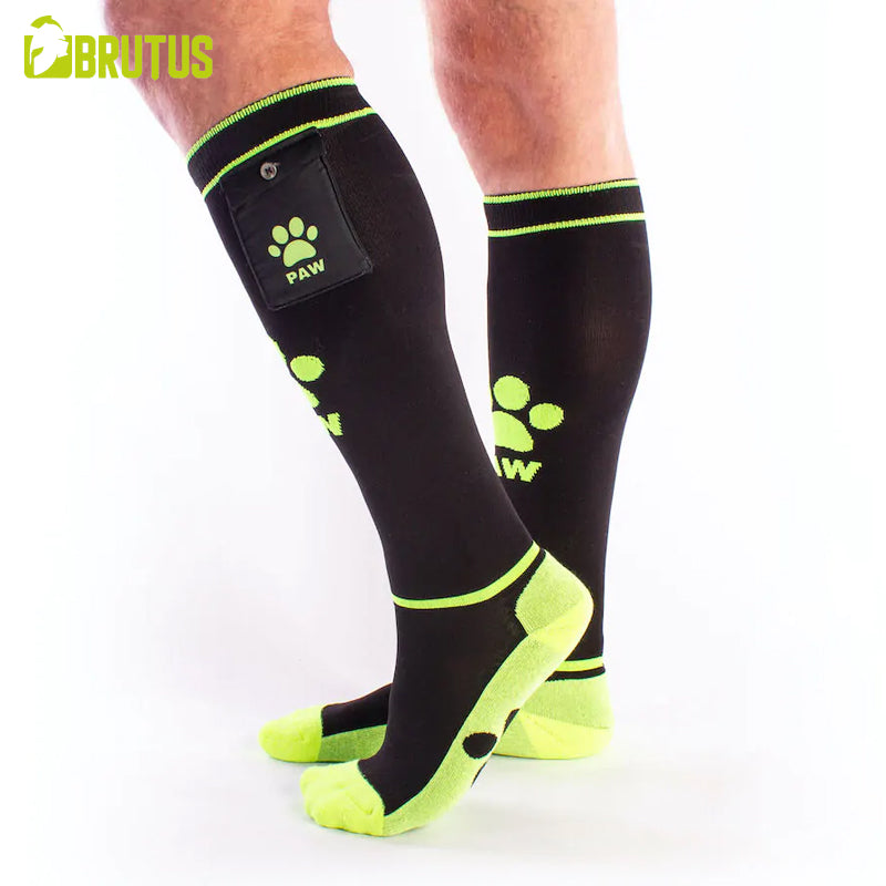 BRUTUS - PUPPY Party Socks w. Pockets Black / Neon Yellow