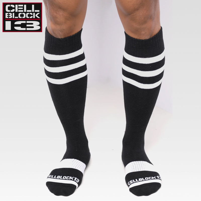 CELLBLOCK 13 - Linebacker Kniehohe Socken - Weiss