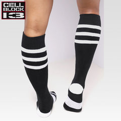 CELLBLOCK 13 - Linebacker Kniehohe Socken - Weiss