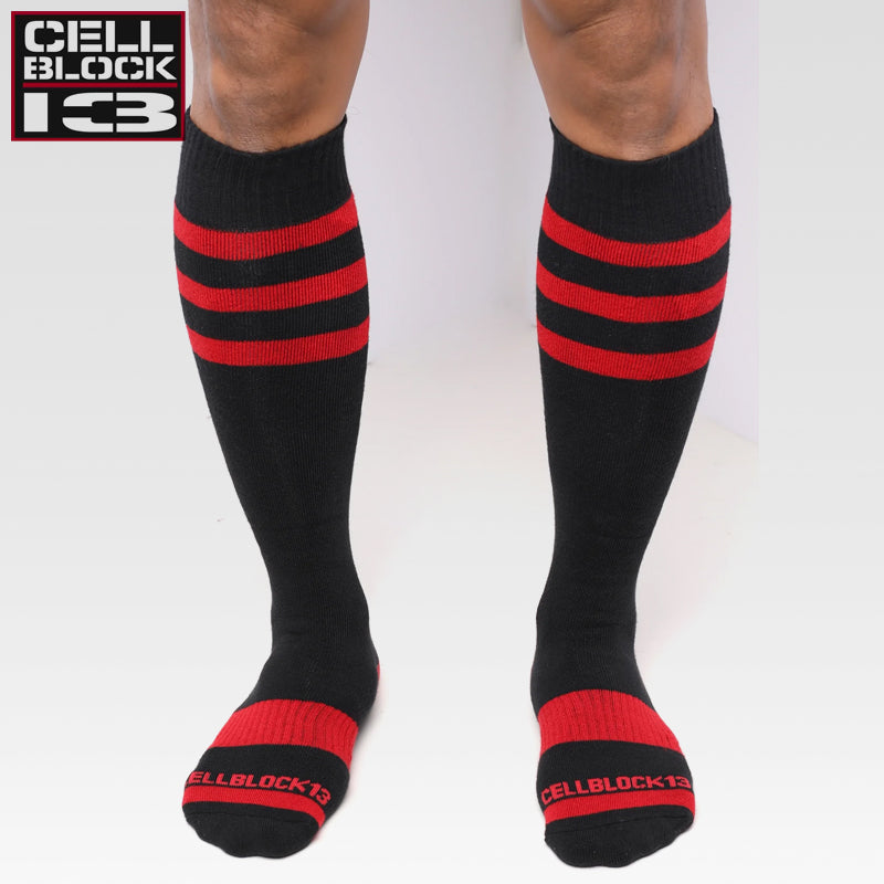 CELLBLOCK 13 - Linebacker Kniehohe Socken - Rot