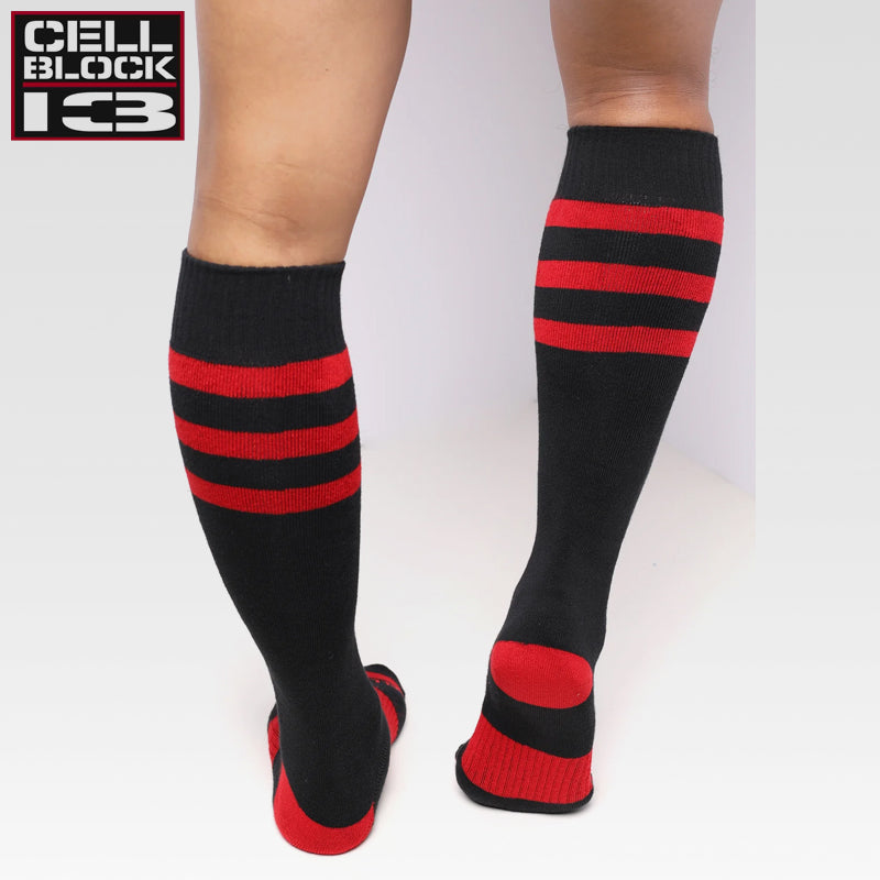 CELLBLOCK 13 - Linebacker Kniehohe Socken - Rot