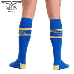 Mister B - URBAN Fußball-Socken mit Tasche Blau Gelb