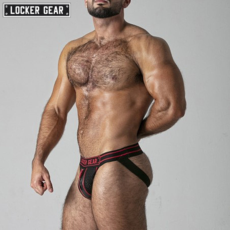 LOCKER GEAR - MASSIVE RUDE Zipper Mesh Jockstrap - Red