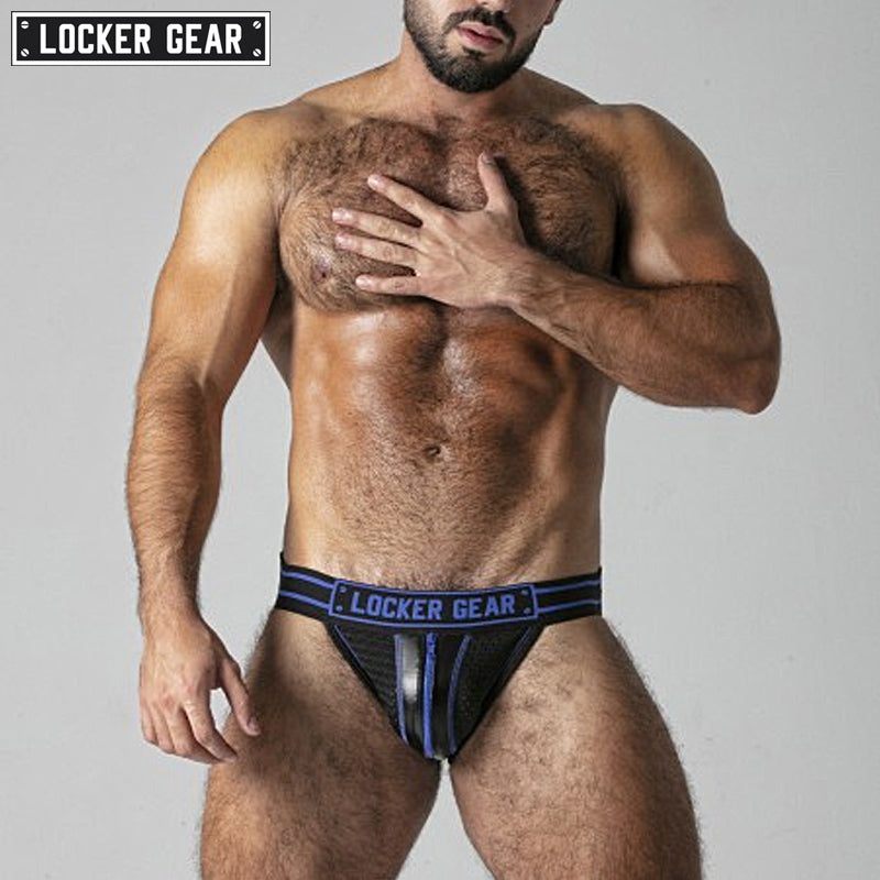 LOCKER GEAR - MASSIVE RUDE Zipper Mesh Jockstrap - Blue