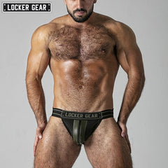 LOCKER GEAR - MASSIVE RUDE Zipper Mesh Jockstrap - Khaki