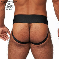 Mister B - Premium Jockstrap Leder Schwarz-Weiss