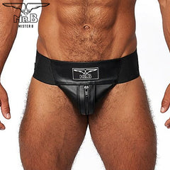 Mister B - Premium Jockstrap Leder Schwarz-Schwarz