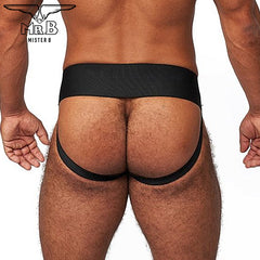 Mister B - Premium Jockstrap Leder Schwarz-Schwarz