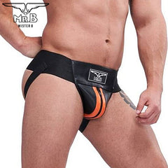 Mister B - Premium Jockstrap Leder Schwarz-Orange