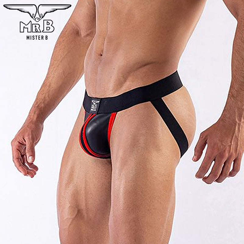 Mister B - Jockstrap Neopren Schwarz-Rot