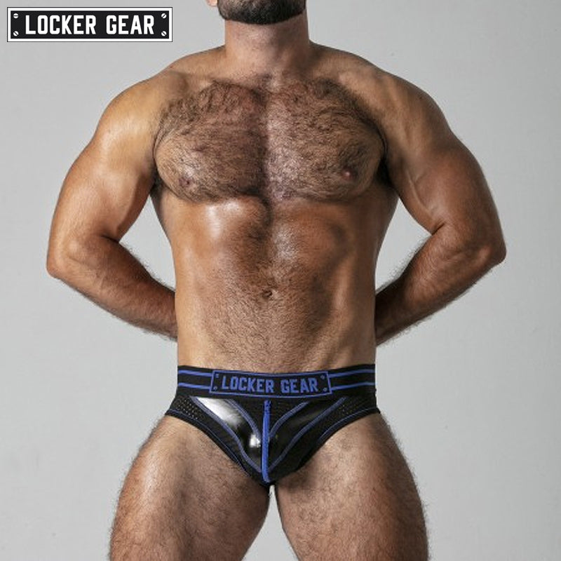 LOCKER GEAR - MASSIVE RUDE Zipper Mesh Jock Brief - Blue