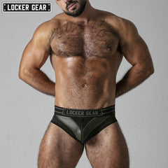 LOCKER GEAR - MASSIVE RUDE Zipper Mesh Jock Brief - Khaki