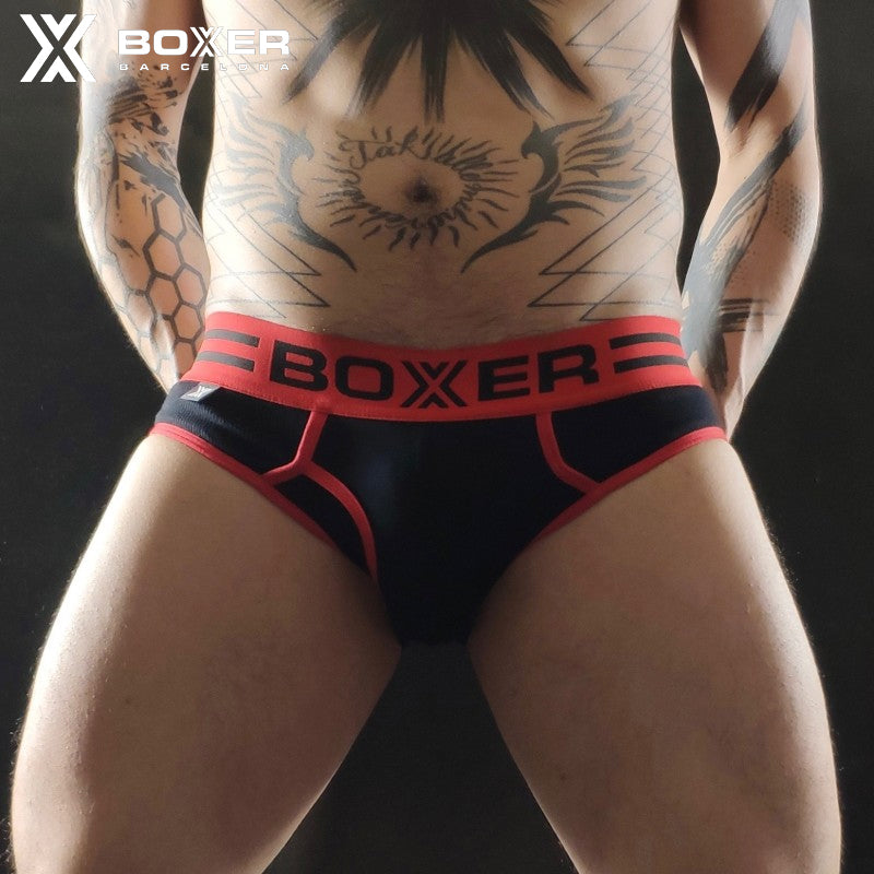 BOXER - Y front Brief - Black/Red