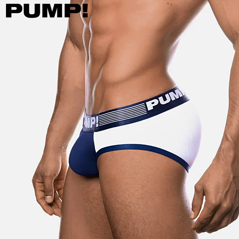 PUMP! - Navy Ribbed Brief - Blue/White