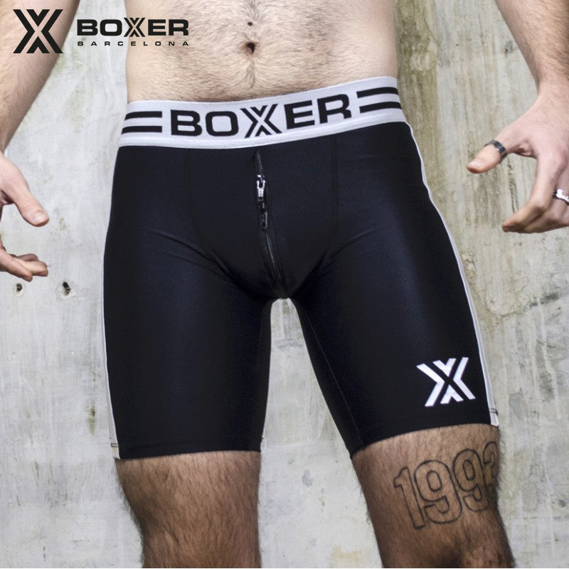 BOXER - Bitch Short Doble Cremallera - Negro/Blanco 